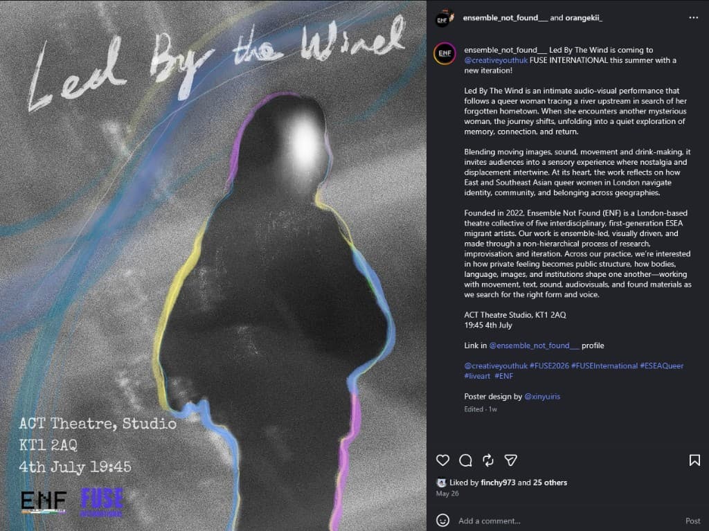 Led by the Wind — event poster with silhouetted figure and coloured outline